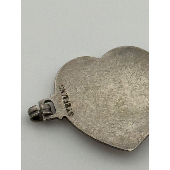 Vintage Sterling Silver Enamel Rose Flower Heart Link Piece For Parts Repair - Picture 7 of 7